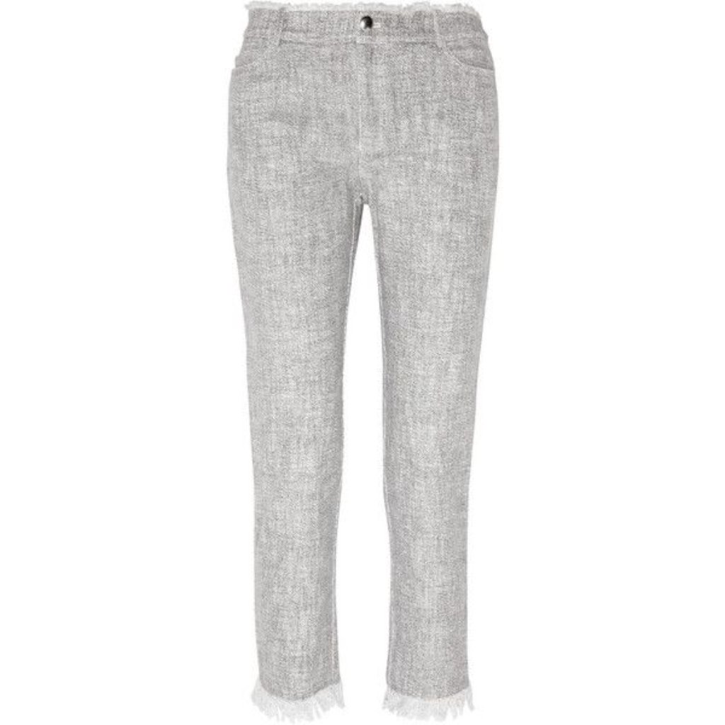 T Alexander Wang Grey Tweed Frayed Detail Trousers